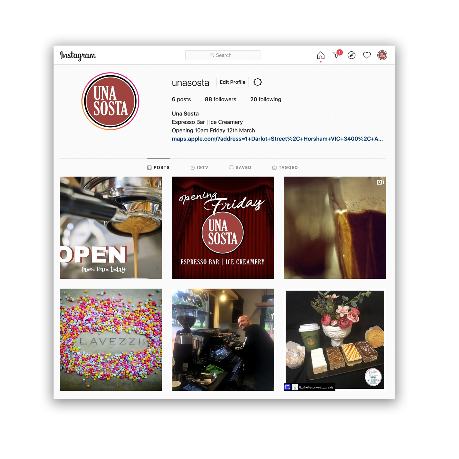 una sosta Instagram account set up and initially managed by Phunkemedia.