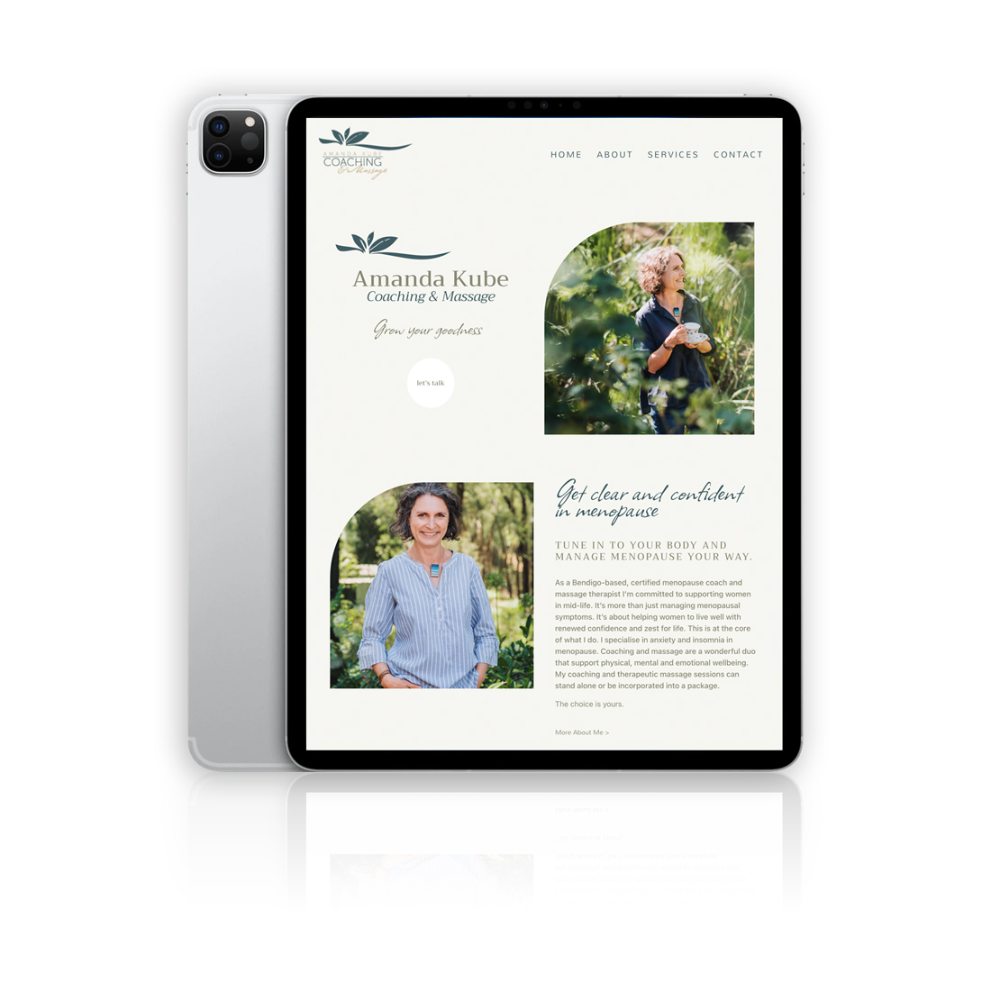 Amanda Kube WordPress website, logo, business cards and brochures designed by Phunkemedia