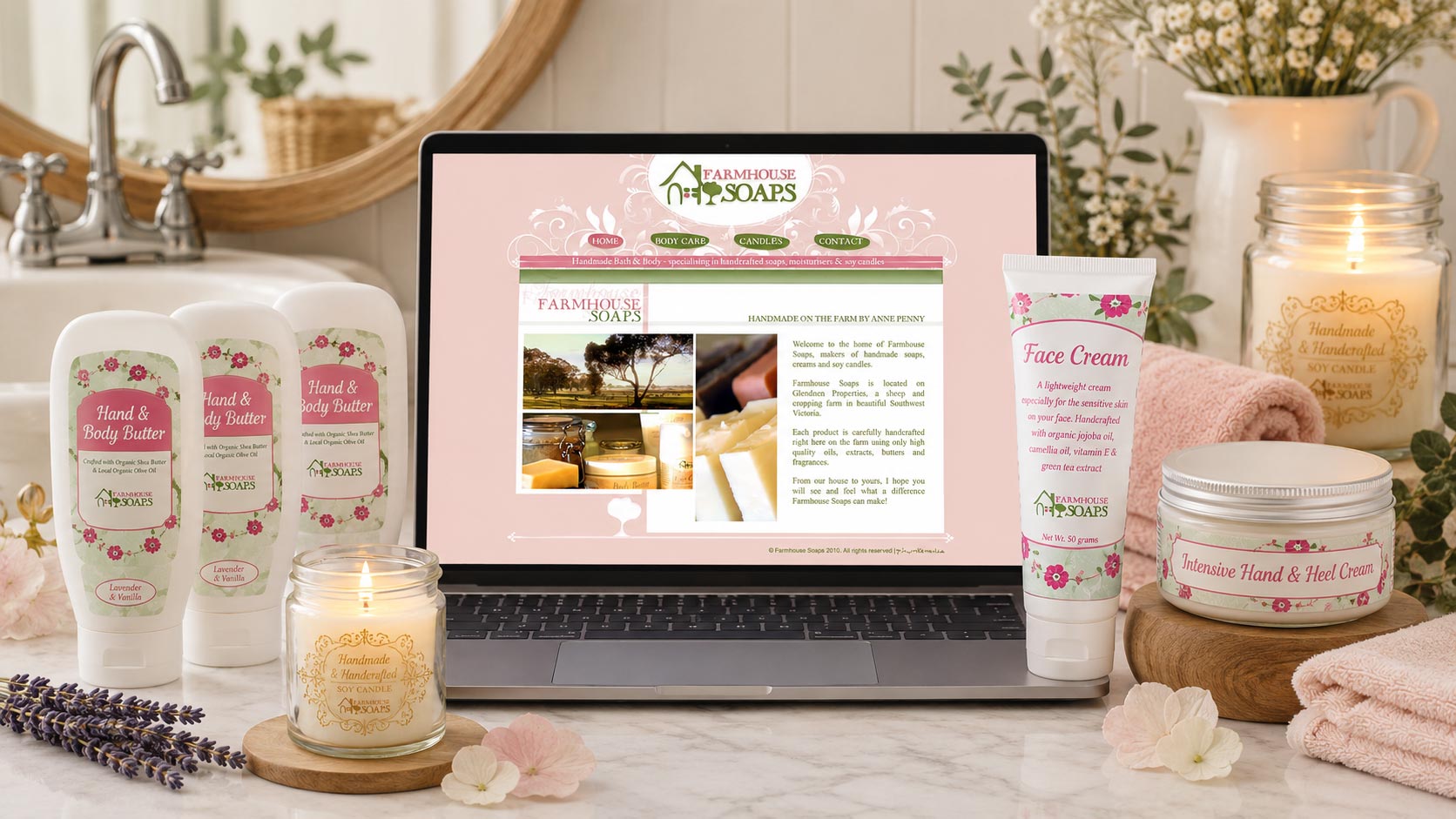 Farmhouse Soaps eCommerce website designed and developed by Phunkemedia.
